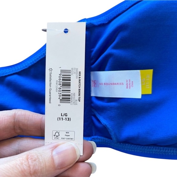 No Boundaries Vibrant Blue Bandeau Bikini Top Size L 11-13 - Picture 8 of 8